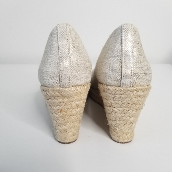 J. Crew Seville Espadrille Wedges Metallic Canvas Size 8 - Picture 11 of 11